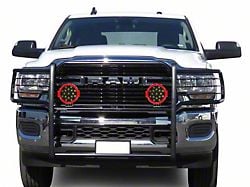 Grille Guard with 7-Inch Round LED Lights; Black (19-24 RAM 2500)