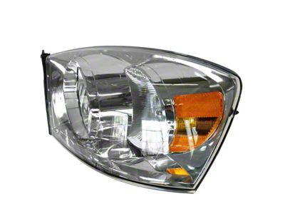 Headlight; Chrome Housing; Clear Lens; Driver Side (06-09 RAM 2500)