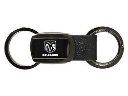 RAM Leather Tri-Ring Key Fob; Gunmetal