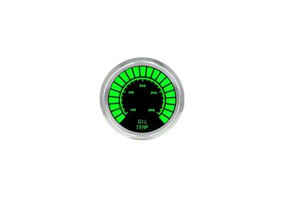 LED Analog Bargraph Oil Temperature Gauge; 2-1/16-Inch; Green; 140-340 Degrees (Universal; Some Adaptation May Be Required)