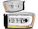LED DRL Projector Headlights with Amber Corner Lights; Chrome Housing; Smoked Lens (06-09 RAM 2500)