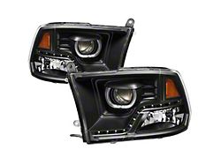 LED Halo Projector Headlights; Black Housing; Clear Lens (10-18 RAM 2500 w/ Factory Halogen Non-Projector Headlights)