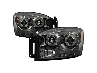 LED Halo Projector Headlights; Chrome Housing; Smoked Lens (06-09 RAM 2500)