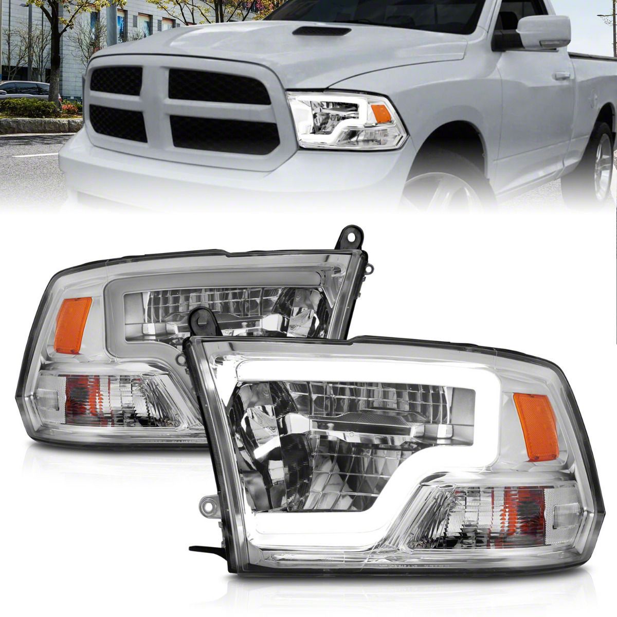 RAM 2500 LED Projector Headlights; Chrome Housing; Clear Lens (1018