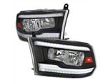 LED Strip Factory Style Headlights; Black Housing; Clear Lens (10-18 RAM 2500 w/ Factory Halogen Headlights)