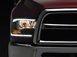 LED Strip Factory Style Headlights; Matte Black Housing; Clear Lens (10-18 RAM 2500 w/ Factory Halogen Headlights)