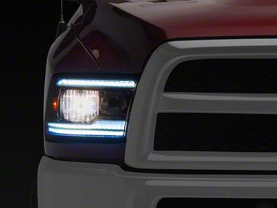 LED Strip Headlights; Black Housing; Smoked Lens (10-18 RAM 2500 w/ Factory Halogen Headlights)