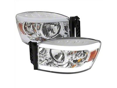 LED Tube Factory Style Headlights; Chrome Housing; Clear Lens (06-09 RAM 2500)