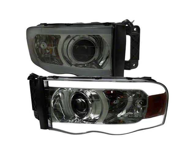 LED Tube Factory Style Headlights; Chrome Housing; Clear Lens (03-05 RAM 2500)