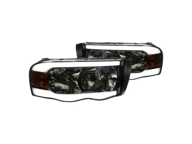 LED Tube Factory Style Headlights; Chrome Housing; Smoked Lens (03-05 RAM 2500)