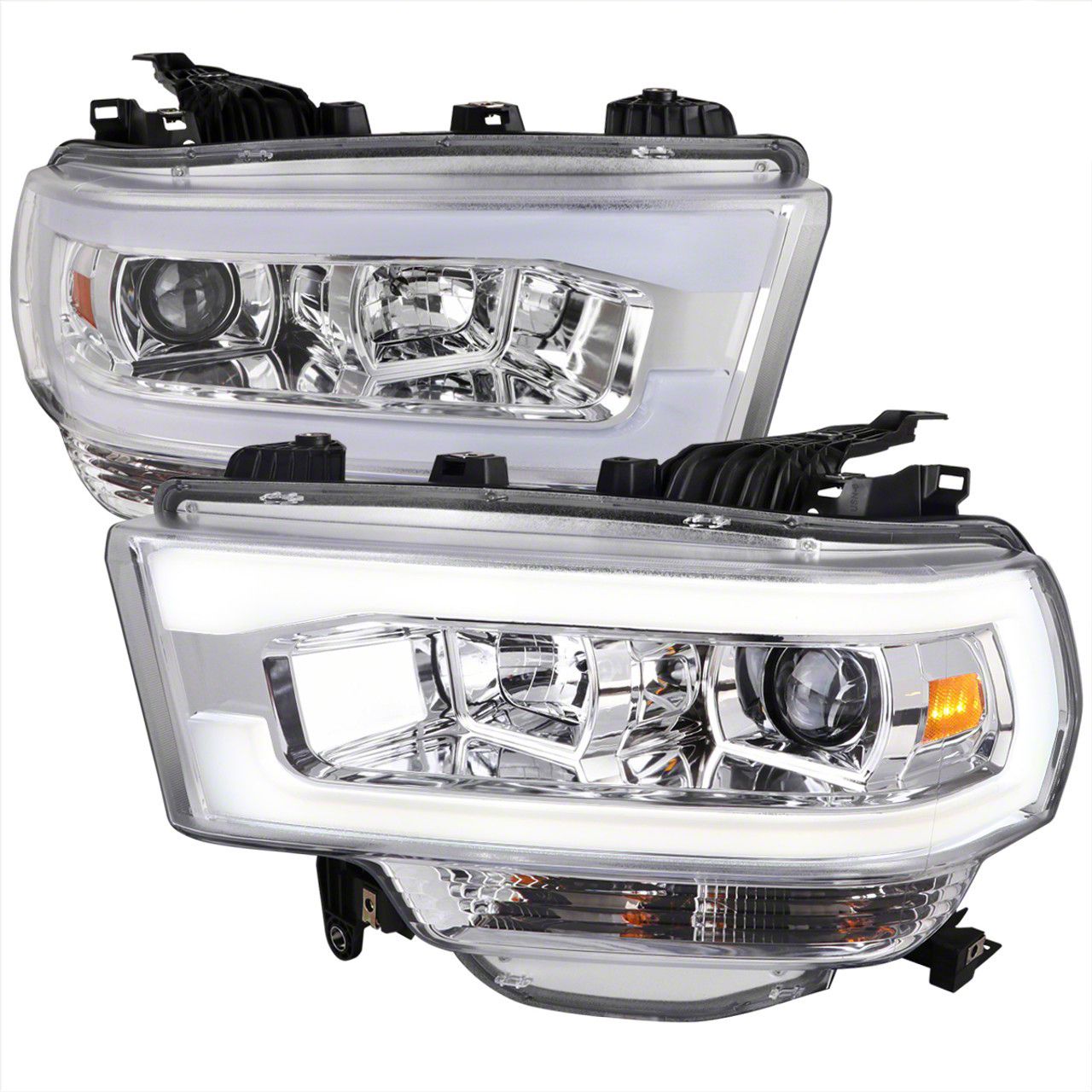 RAM 2500 LED Tube Projector Headlights; Chrome Housing; Clear Lens (19 ...