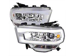 LED Tube Projector Headlights; Chrome Housing; Clear Lens (19-24 RAM 2500 w/ Factory Halogen Headlights)