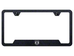 RAM Head Laser Etched Cut-Out License Plate Frame; Rugged Black (Universal; Some Adaptation May Be Required)