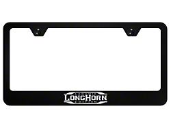 Longhorn Laramie Stainless License Plate Frame; Laser Etched (Universal; Some Adaptation May Be Required)