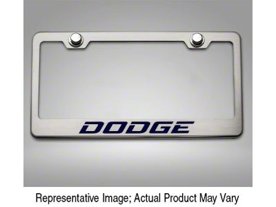 License Plate Frame with Dodge Logo; Solid Synergy Green (Universal; Some Adaptation May Be Required)