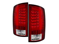 Light Bar LED Tail Lights; Chrome Housing; Red Clear Lens (03-06 RAM 2500)