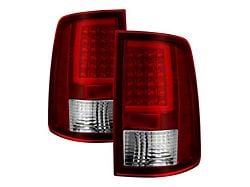 Light Bar LED Tail Lights; Chrome Housing; Red/Clear Lens (10-18 RAM 2500 w/ Factory Halogen Tail Lights)