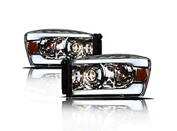 LMP Series Projector Headlights; Chrome Housing; Clear Lens (06-09 RAM 2500)