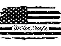 Moonroof Tattered We The People Flag Decal; Gloss Black (03-24 RAM 2500)