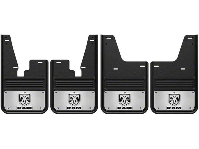 No-Drill Mud Flaps with RAM Head Logo; Front and Rear (10-18 RAM 2500 w/o OE Fender Flares)