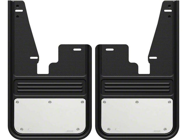 No-Drill Mud Flaps with Stainless Steel Plate; Front (10-18 RAM 2500 w/o OE Fender Flares)