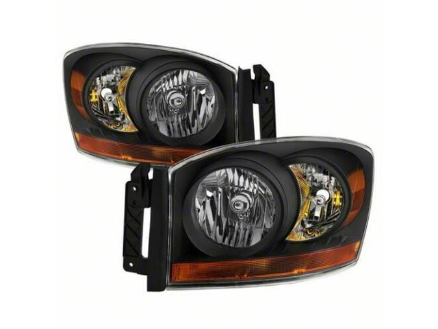 OE Style Headlights; Black Housing; Clear Lens (06-09 RAM 2500)