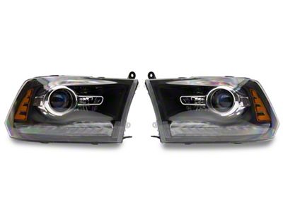 OE Style Headlights; Black Housing; Clear Lens (13-18 RAM 2500 w/ Factory LED Projector Headlights)