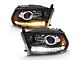 OE Style Plank Style Switchback Halo Projector Headlights; Black Housing; Clear Lens (10-18 RAM 2500 w/ Factory Halogen Non-Projector Headlights)