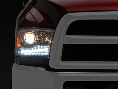 OE Style Plank Style Switchback Halo Projector Headlights; Chrome Housing; Clear Lens (10-18 RAM 2500 w/ Factory Halogen Non-Projector Headlights)