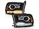 OE Style Plank Style Switchback Halo Projector Headlights; Matte Black Housing; Clear Lens (10-18 RAM 2500 w/ Factory Halogen Non-Projector Headlights)