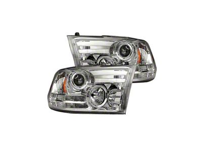 OLED DRL Projector Headlights; Chrome Housing; Clear Lens (14-18 RAM 2500 w/ Factory Halogen Non-Projector Headlights)