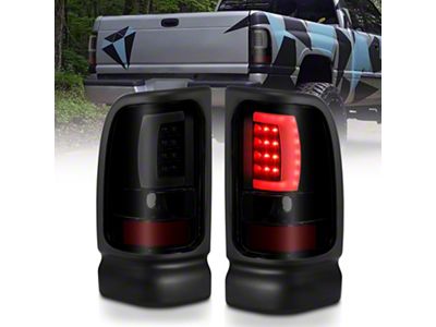 Plank Style LED Tail Lights; Black Housing; Smoked Lens (94-02 RAM 2500)