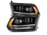 PRO-Series 2500 Style Projector Headlights; Alpha Black Housing; Clear Lens (13-18 RAM 2500 w/ Factory Halogen Projector Headlights)