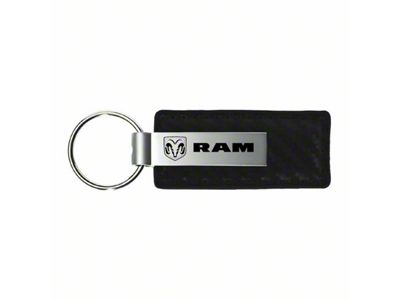 RAM Leather Key Fob; Black Carbon Fiber