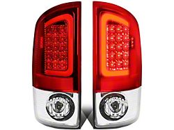 Red C-Bar LED Tail Lights; Chrome Housing; Red Lens (07-09 RAM 2500)