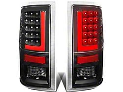 Red L-Bar LED Tail Lights; Black Housing; Clear Lens (10-18 RAM 2500 w/ Factory Halogen Tail Lights)