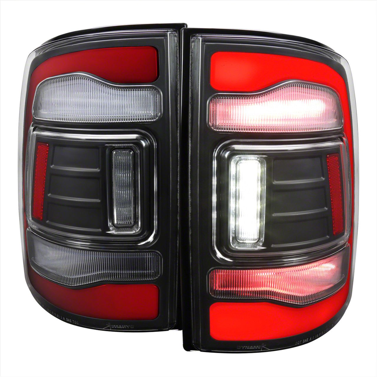 Ram Red Led Bar Tail Lights Matte Black Housing Clear Lens