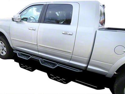 Round Tube Drop Style Nerf Side Step Bars; Black (10-24 RAM 2500 Mega Cab)