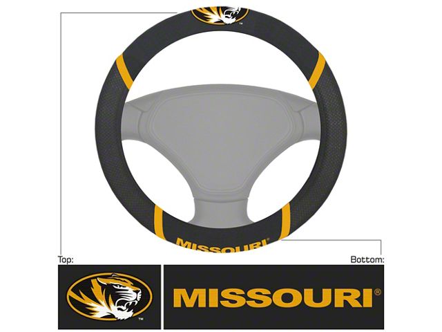 Steering Wheel Cover with University of Missouri Logo; Black (Universal; Some Adaptation May Be Required)