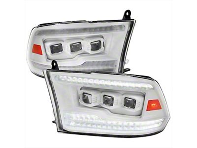 Switchback Sequential Full LED Projector Hedlights; White Housing; Clear Lens (10-18 RAM 2500 w/ Factory Halogen Headlights)