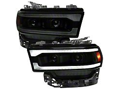 Switchback Sequential LED Turn Signal Projector Headlights; Jet Black Housing; Smoked Lens (19-24 RAM 2500 w/ Factory Halogen Headlights)