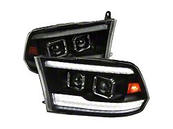 Switchback Sequential Projector Headlights; Matte Black Housing; Clear Lens (10-18 RAM 2500 w/ Factory Halogen Headlights)