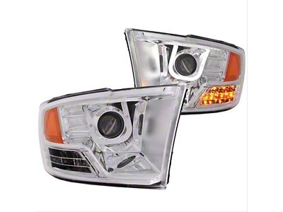 U-Bar Projector Headlights; Chrome Housing; Clear Lens (10-18 RAM 2500 w/ Factory Halogen Non-Projector Headlights)