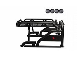 Warrior Roll Bar with 5.30-Inch Black Round Flood LED Lights; Black (94-24 RAM 2500 w/o RAM Box)