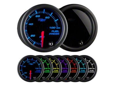 100 PSI Fuel Pressure Gauge; Tinted 7 Color (Universal; Some Adaptation May Be Required)