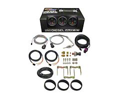 3-Gauge Diesel Truck Set; 60 PSI Boost/1500-Degree Pyrometer EGT/100 PSI Fuel Pressure; Black 7 Color (Universal; Some Adaptation May Be Required)