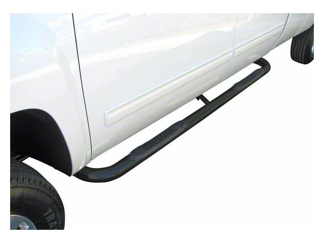 3-Inch Round Side Step Bars; Black (03-09 RAM 3500 Quad Cab)