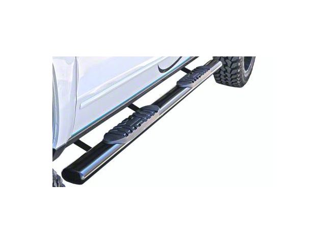 5-Inch Straight Oval Side Step Bars; Semi-Gloss Black (03-09 RAM 3500 Quad Cab)