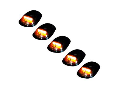 5-Piece Amber OLED Cab Roof Lights; Smoked Lens (03-18 RAM 3500)