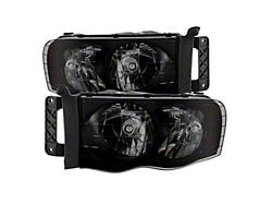 Amber Crystal Headlights; Black Housing; Smoked Lens (03-05 RAM 3500)